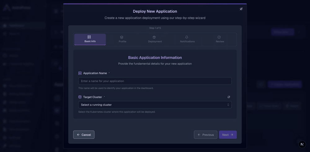 Deploy wizard: Container Image astropulse/latency:v1.0.0, then choose a verified domain and hostname under External access