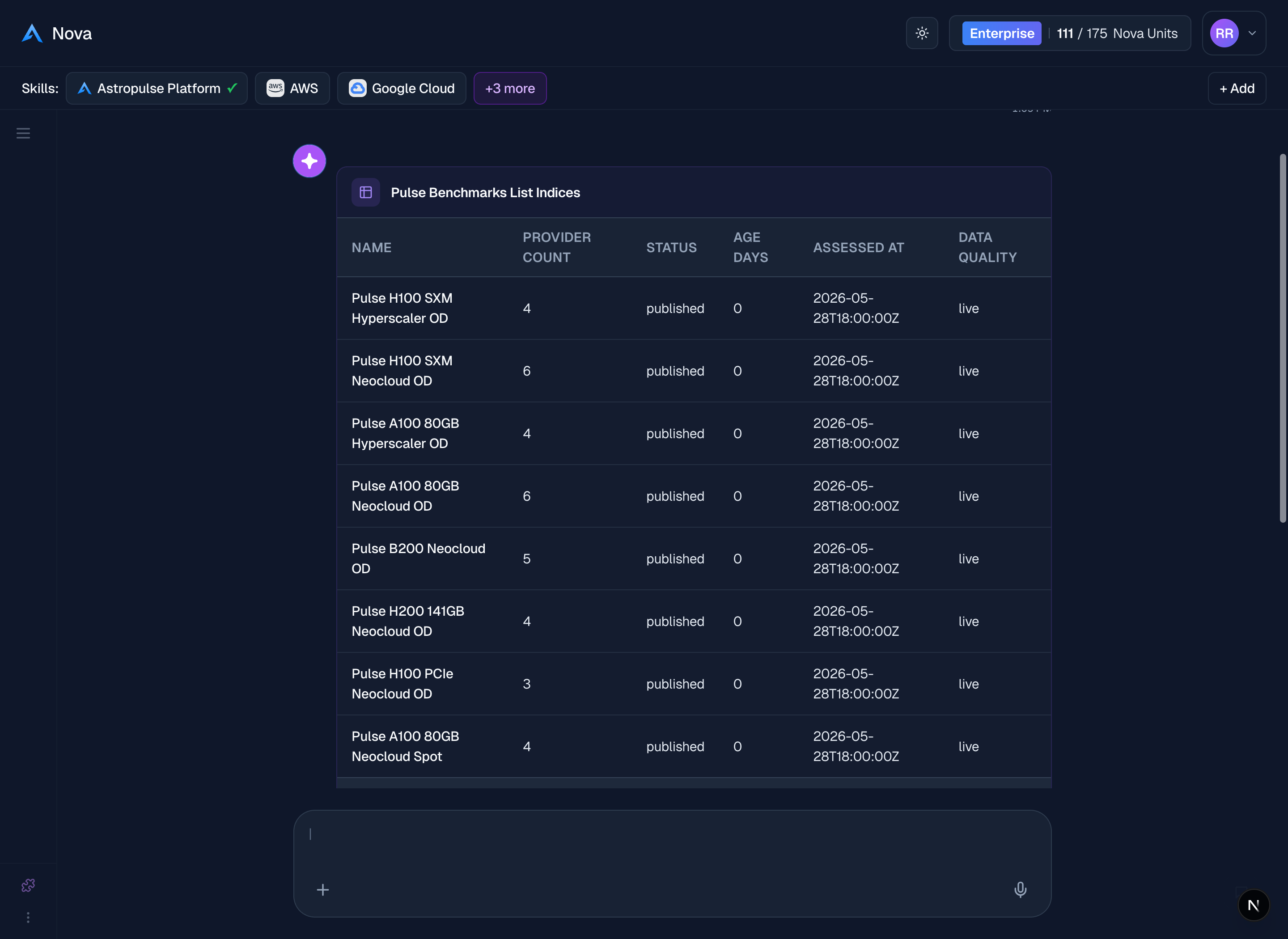 Nova answering with live data from a custom MCP server