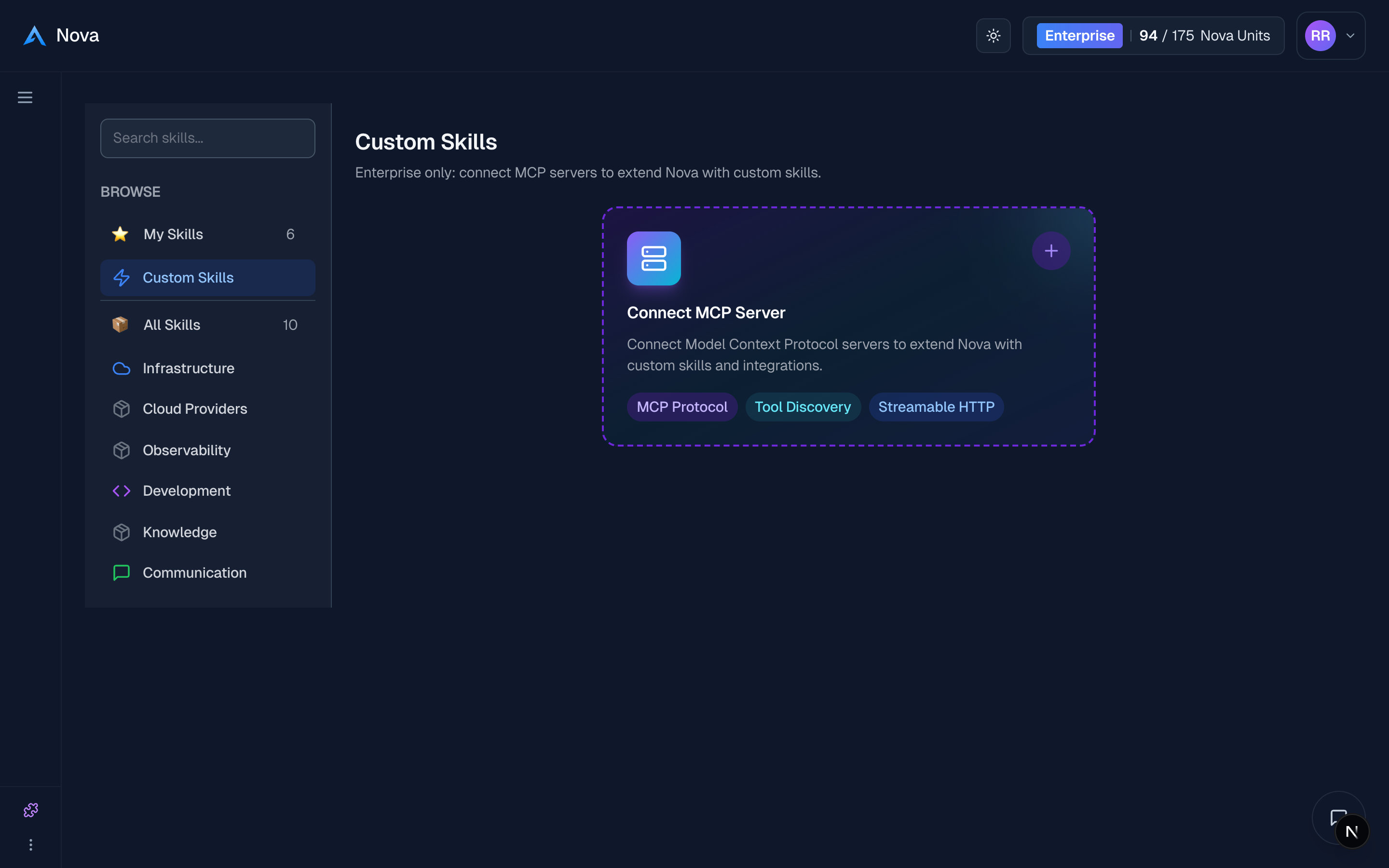 Your own MCP servers alongside built-in skills